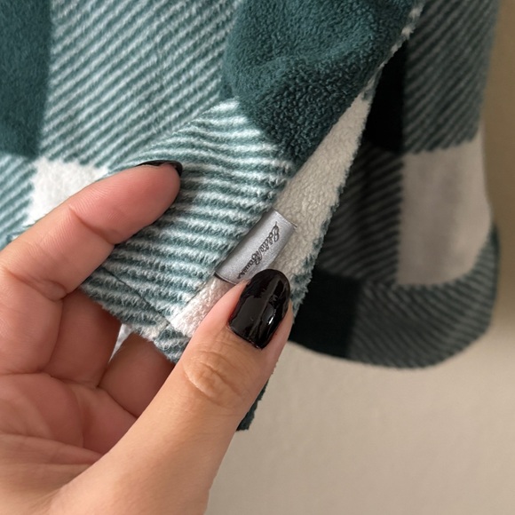 Eddie Bauer Flannel Fleece Shirt Jacket Green White Plaid Gorpcore size M - Picture 5 of 6